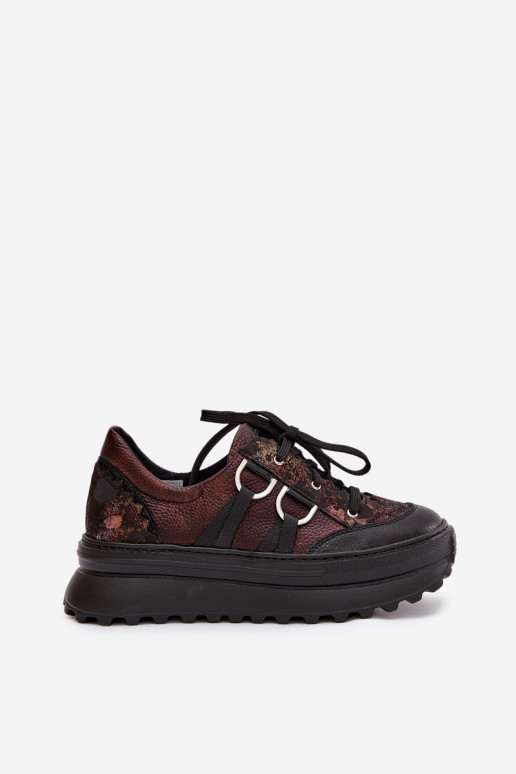 Peau Chaussures modèle baskets Féminin avec une plateforme Il fautciejka 06562-25 CzekoladoÀe