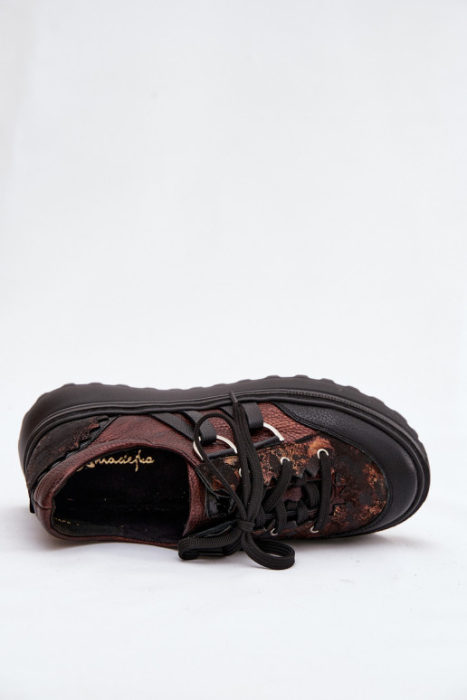 Peau Chaussures modèle baskets Féminin avec une plateforme Il fautciejka 06562-25 CzekoladoÀe