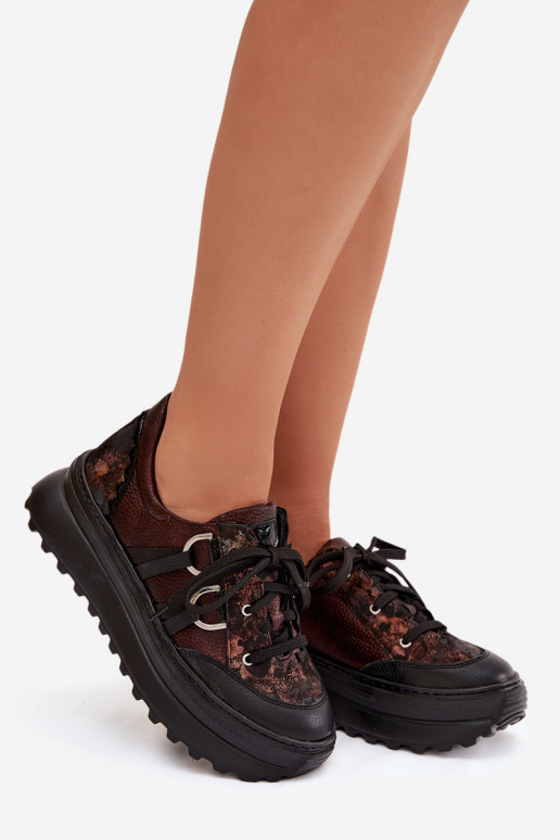 Peau Chaussures modèle baskets Féminin avec une plateforme Il fautciejka 06562-25 CzekoladoÀe