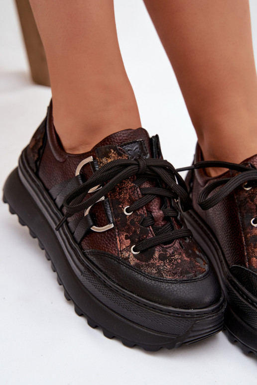 Peau Chaussures modèle baskets Féminin avec une plateforme Il fautciejka 06562-25 CzekoladoÀe