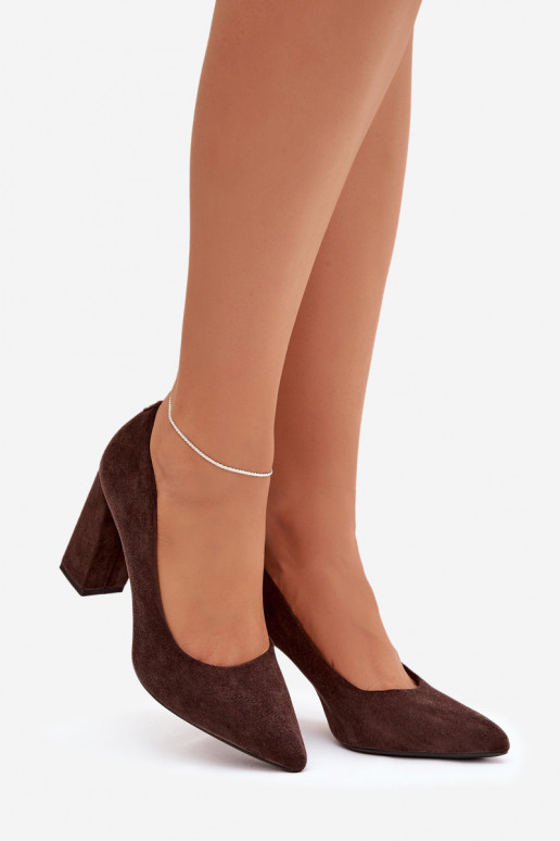 Chaussures en daim avec des talons Sergio Leone PB216 CzekoladoÀe