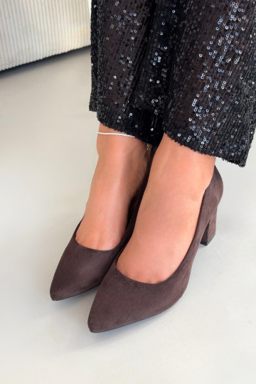 Chaussuresen daim écologiqueu avec des talons Sergio Leone PB414 CzekoladoÀe 2