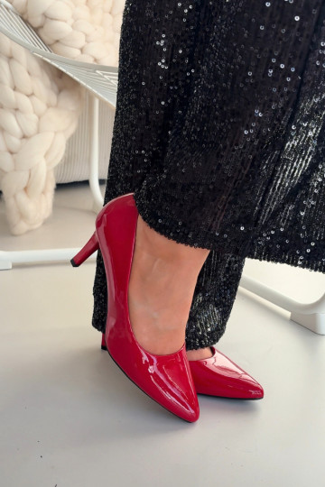 avec effet vernis chaussures à talons hauts Sergio Leone 1336 couleur rouge