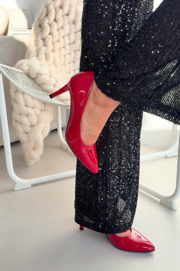 avec effet vernis chaussures à talons hauts Sergio Leone 1336 couleur rouge 2