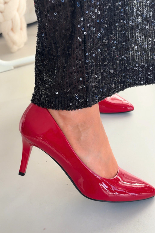 avec effet vernis chaussures à talons hauts Sergio Leone 1336 couleur rouge