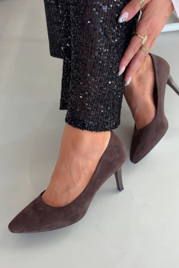 chaussures à talons hauts en daim écologiqueoÀe Sergio Leone 1336 CzekoladoÀe