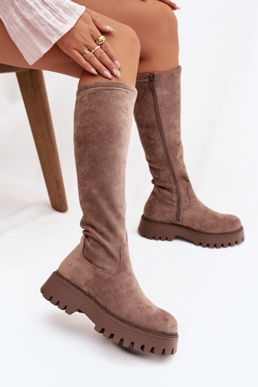 réchauffer bottes pour femmes avec une plateforme Big Star OO274722 beige