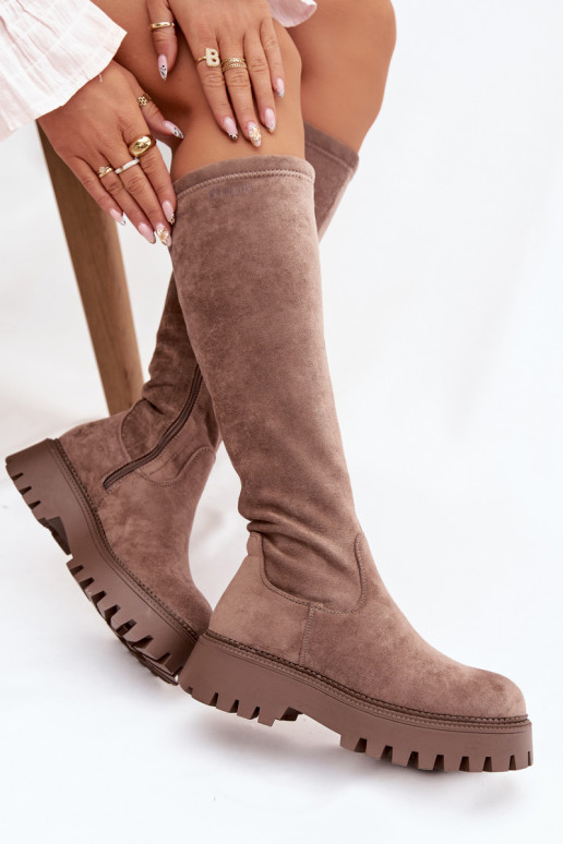 réchauffer bottes pour femmes avec une plateforme Big Star OO274722 beige
