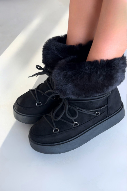 Bottes de neige avec un manteau de fourrure I DANSiązaniem couleur noire Sarivie