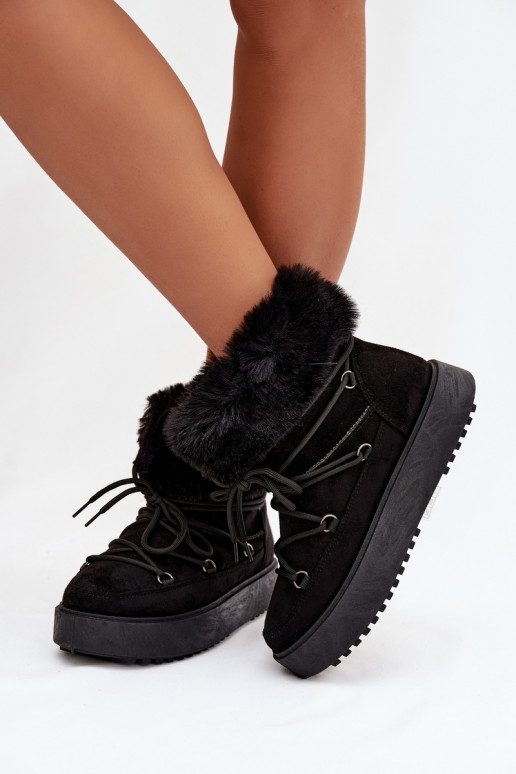 Bottes de neige avec un manteau de fourrure I DANSiązaniem couleur noire Sarivie