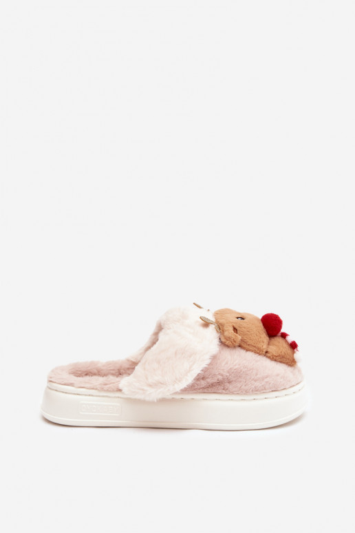 Noël avec un manteau de fourrure Chaussons Féminin Renne beige Ilianne
