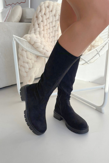 bottes pour femmesen daim écologiqueu couleur noire Oceana