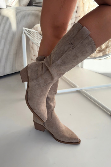 Bottes longues au style cowboy couleur chaki pour femmes Jazelle