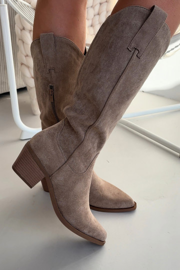 Bottes longues au style cowboy couleur chaki pour femmes Jazelle 2