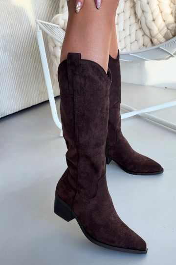 Bottes longues au style cowboy couleur chocolat pour femmes Jazelle 2