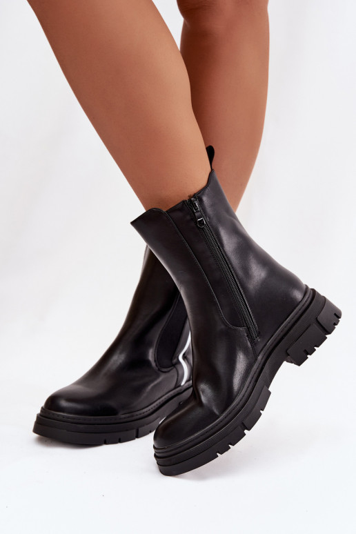 bottes élégantes Féminin réchauffer couleur noire Solenne