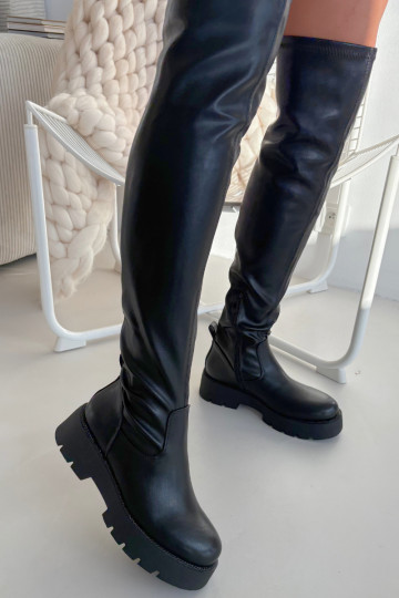 bottes au-dessus du genou avec des yeux qui clignotent couleur noire Rivessa