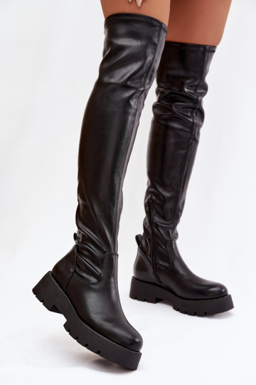 bottes au-dessus du genou avec des yeux qui clignotent couleur noire Rivessa 2