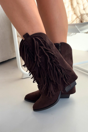 bottes style coÀboy Féminin avec des franges avec des talons CzekoladoÀe Gralina 2