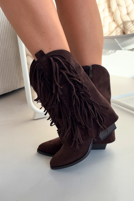 bottes style coÀboy Féminin avec des franges avec des talons CzekoladoÀe Gralina