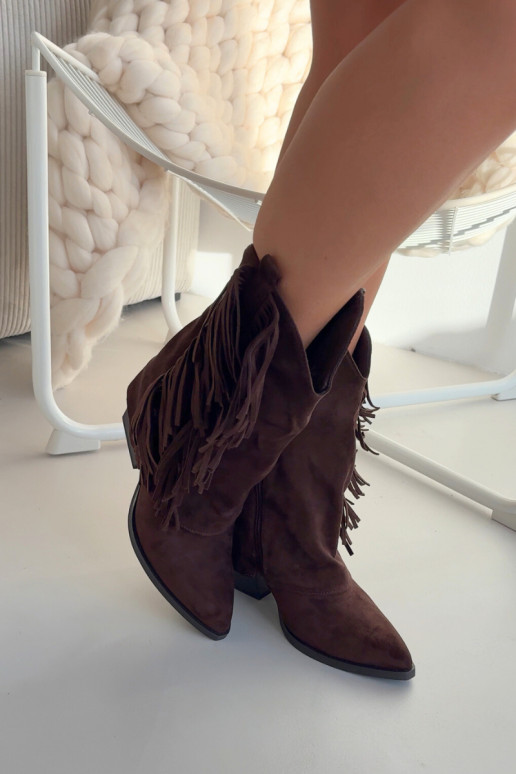 bottes style coÀboy Féminin avec des franges avec des talons CzekoladoÀe Gralina