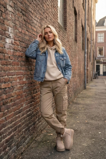 Bottes de neige FémininActivéturalnego en daimu beige Il fautirene