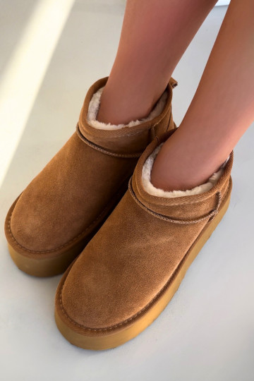 Bottes de neige pour femmes brunes en daim synthétique Irene