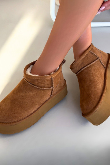 Bottes de neige pour femmes brunes en daim synthétique Irene 2