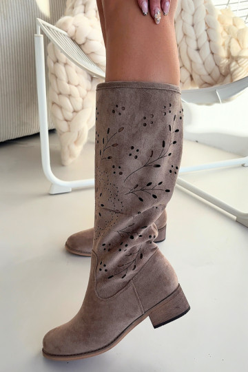 avec des éléments ajourés bottes pour femmes Klocke couleur kaki Helinna 2