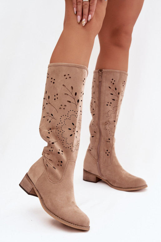 avec des éléments ajourés bottes pour femmes Klocke couleur kaki Helinna