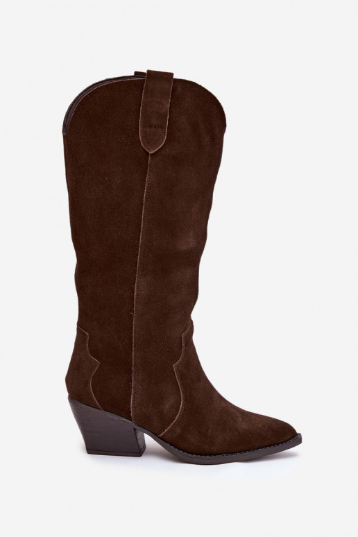 Peau en daim bottes style coÀ-boy Féminin réchauffer CzekoladoÀe Urselle