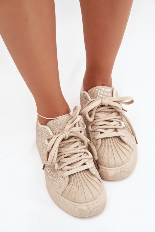 Décoré Chaussures modèle baskets Féminin beige Calissea