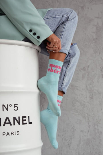 Chaussettes Féminin Mon Ch ri BaÀełniane couleur bleue