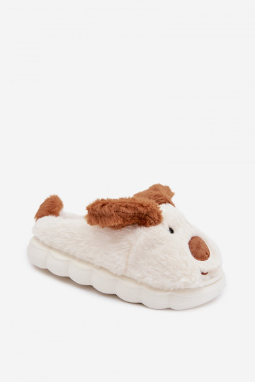 Mules brunes pour enfants avec fourrure "Chiens" Farnise