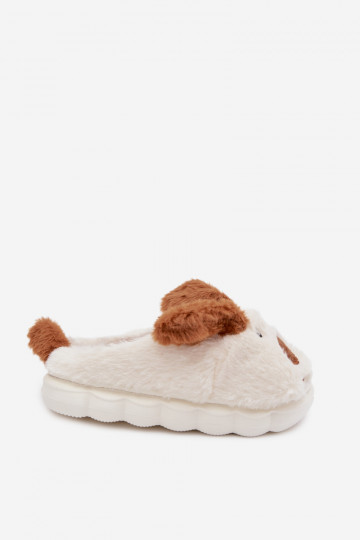 Mules brunes pour enfants avec fourrure "Chiens" Farnise 2