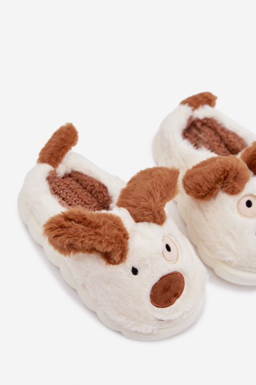 Mules brunes pour enfants avec fourrure "Chiens" Farnise