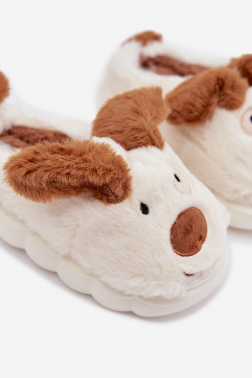 Mules brunes pour enfants avec fourrure "Chiens" Farnise