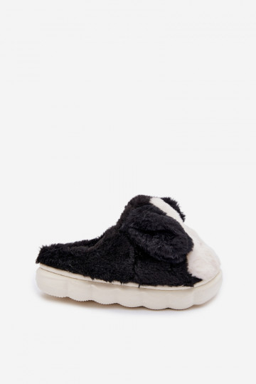 Mules noires pour enfants avec fourrure "Chiens" Farnise 2