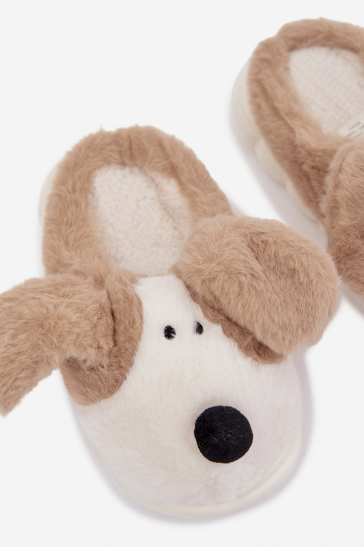 Mules sable pour enfants avec fourrure "Chiens" Farnise
