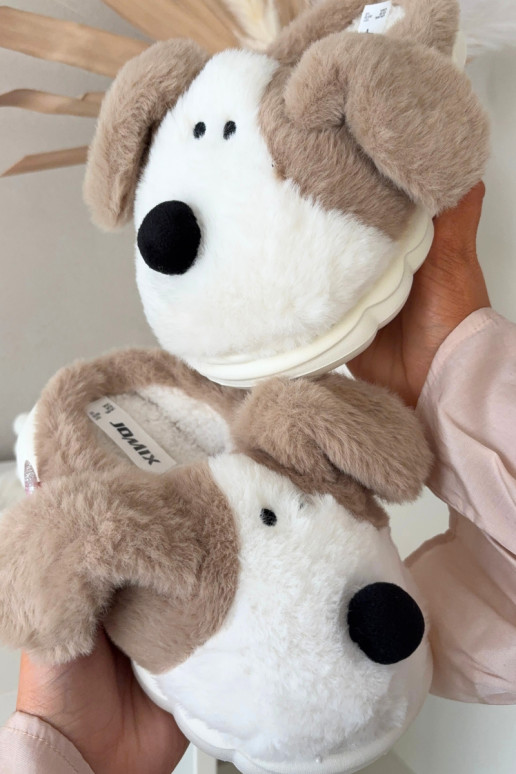 Mules sable pour enfants avec fourrure "Chiens" Farnise