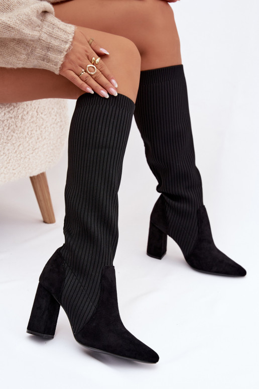 Bottes longues noires pour femmes avec talons Yserine
