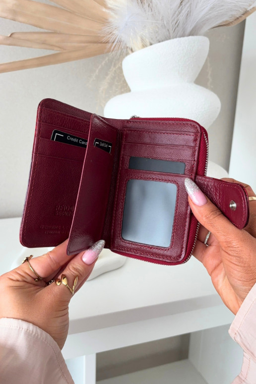 Portefeuille en cuir verni avec paillettes rouge Luretta