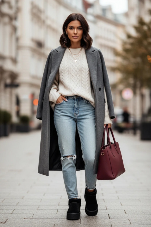 Bottes de neige pour femmes noires en daim synthétique Irene