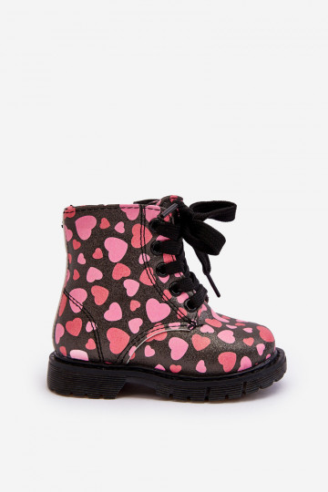Bottines pour enfants doublées avec fermetures éclair couleur noire et rose Dolida 2