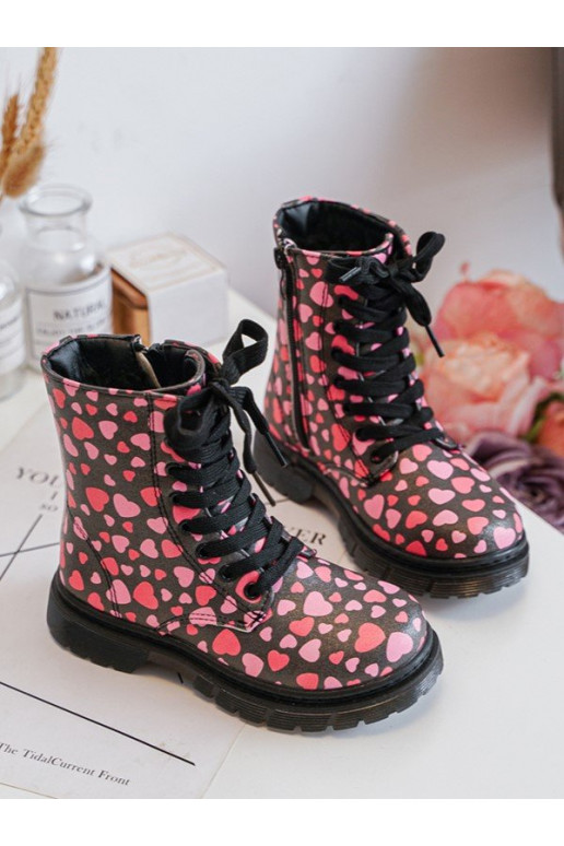 réchauffer Bottes Puéril avec fermetures éclair Noir et-couleur rose Dolida