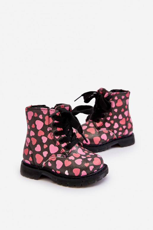 réchauffer Bottes Puéril avec fermetures éclair Noir et-couleur rose Dolida
