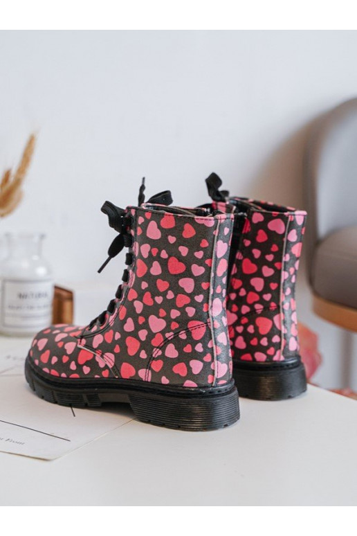 réchauffer Bottes Puéril avec fermetures éclair Noir et-couleur rose Dolida