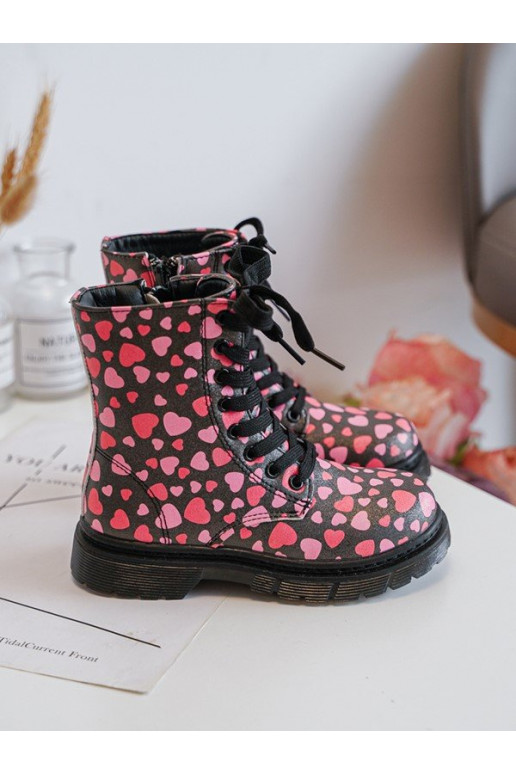 réchauffer Bottes Puéril avec fermetures éclair Noir et-couleur rose Dolida