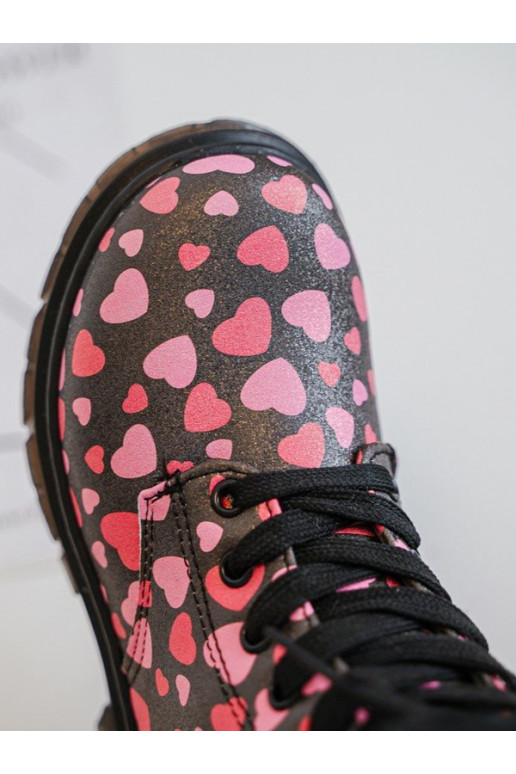 réchauffer Bottes Puéril avec fermetures éclair Noir et-couleur rose Dolida