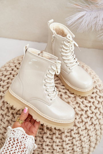 réchauffer Bottes Puéril avec effet vernis Au Château beige Novita